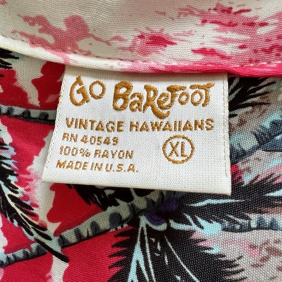 Go Barefoot Vintage Hawaiian Shirt Men's Short Sleeve Size XL. Made In USA - Picture 7 of 8
